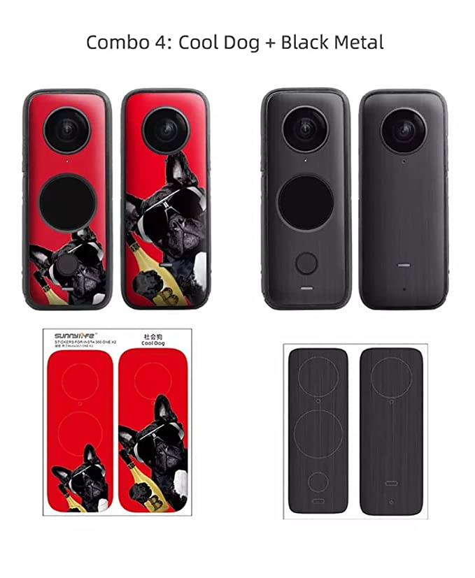 Sunnylife Stickers for insta360 One X2 Decals PVC Skin Combo Set 2 Different Skins in a Pack GetZget