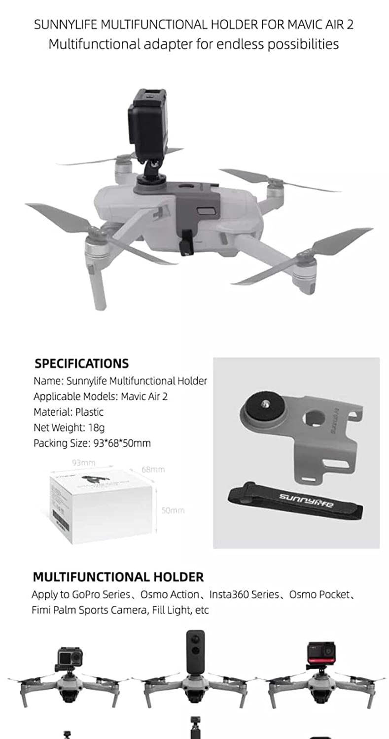 Camera Holder Mount for DJI Mavic AIR 2/ AIR 2S ,Use with Gopro series, Insta 360 Series, DJI Osmo Action, Osmo Pocket series Action Camera Mount GetZget