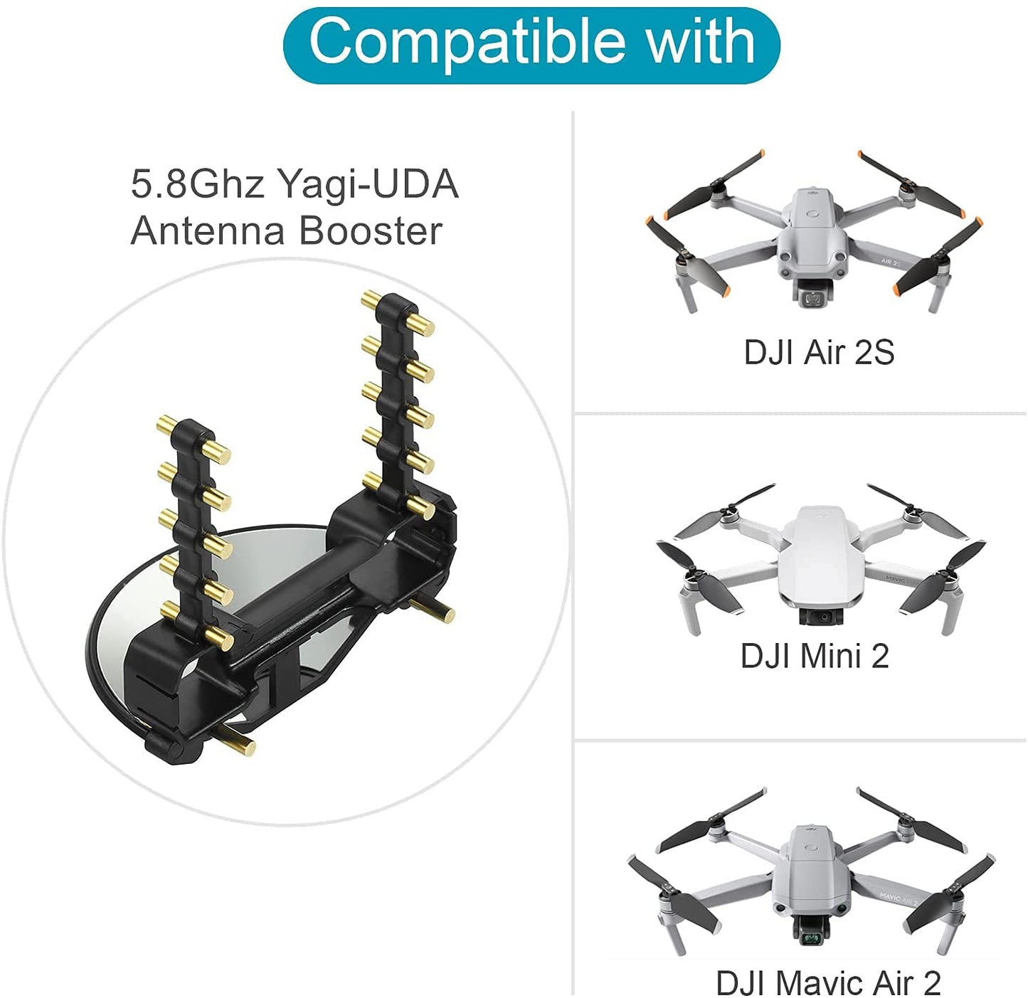 2 in 1 Parabolic Yagi Antenna Range Extender Signal Booster for DJI Air 2S/ Mini 2/ 3 Pro/ Mavic 3/ Neo N1RC Remote GetZget