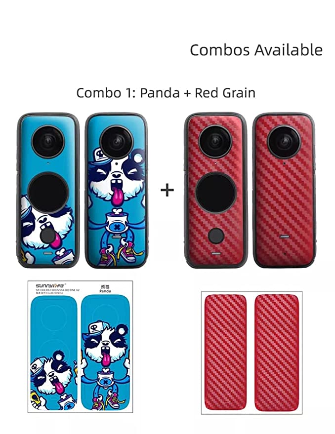 Sunnylife Stickers for insta360 One X2 Decals PVC Skin Combo Set 2 Different Skins in a Pack GetZget
