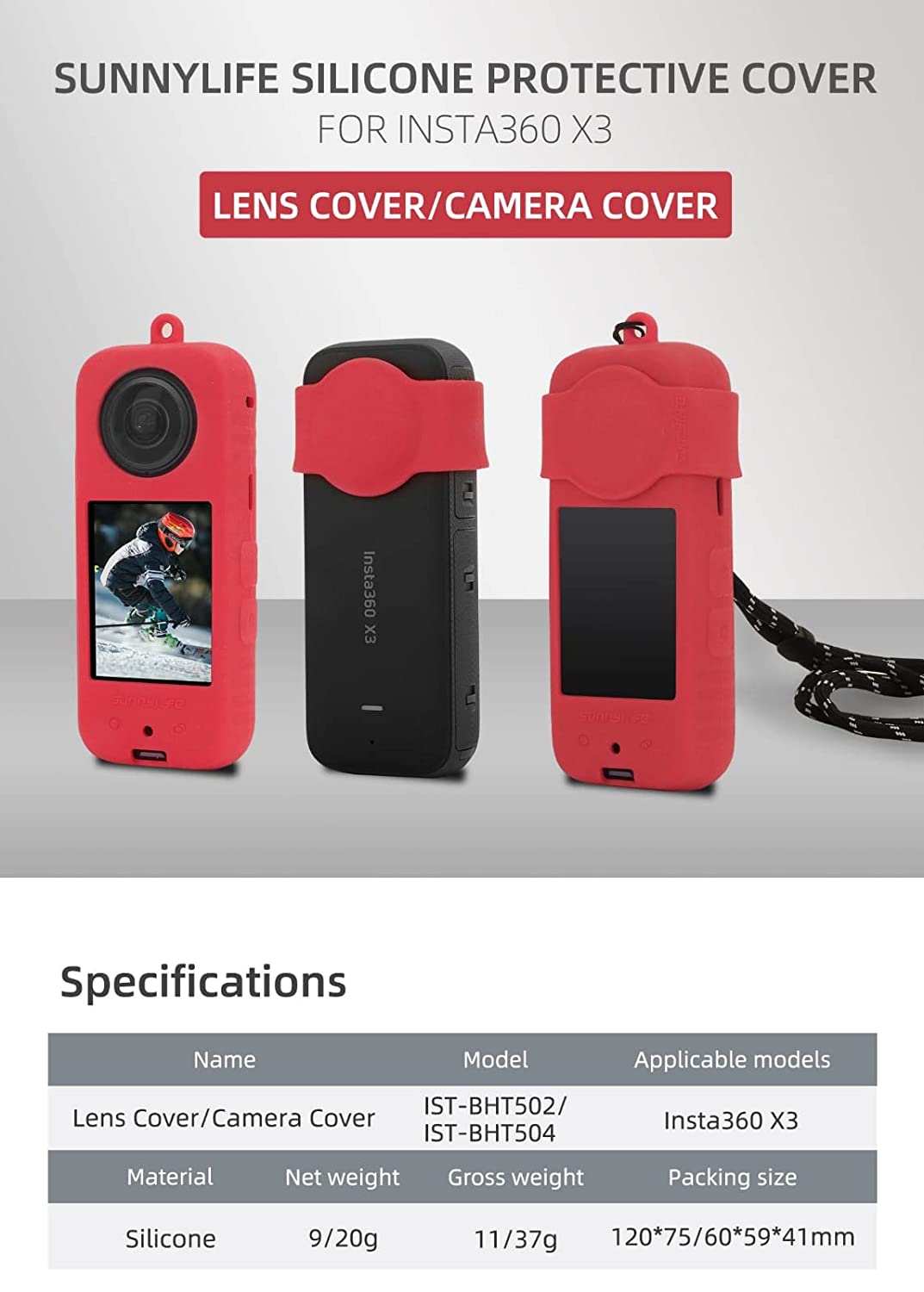 Silicone Cover for Camera Lens Compatible with Insta360 One X3 Lens Protective Accessories GetZget