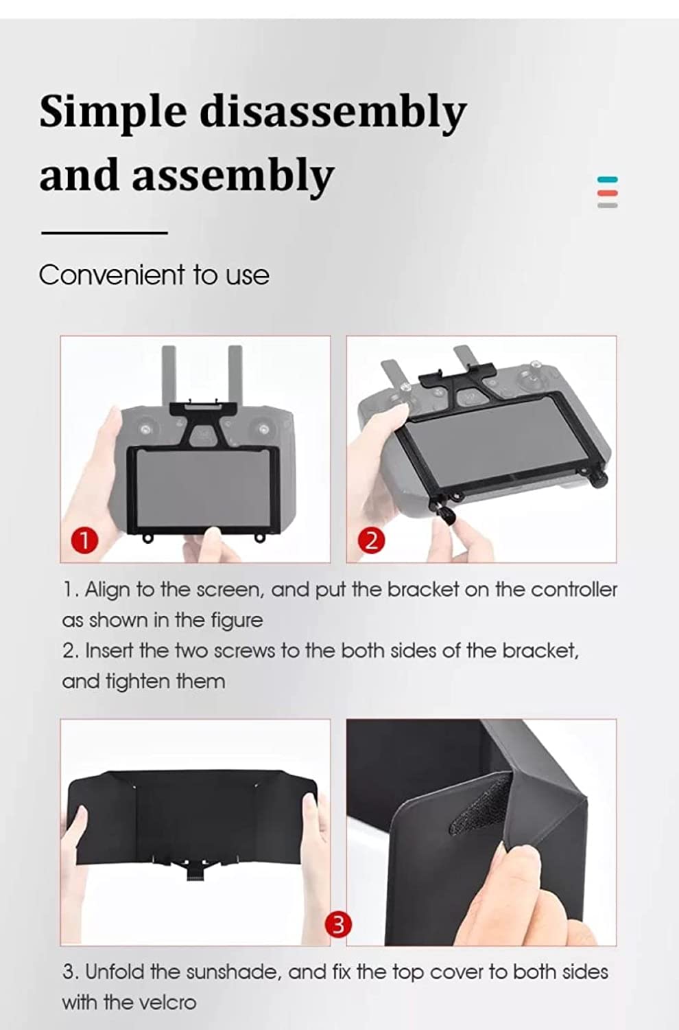 Foldable Sunshade for DJI Smart Controller (Mavic 2 Pro, Air 2S, Air 2) (view 4)