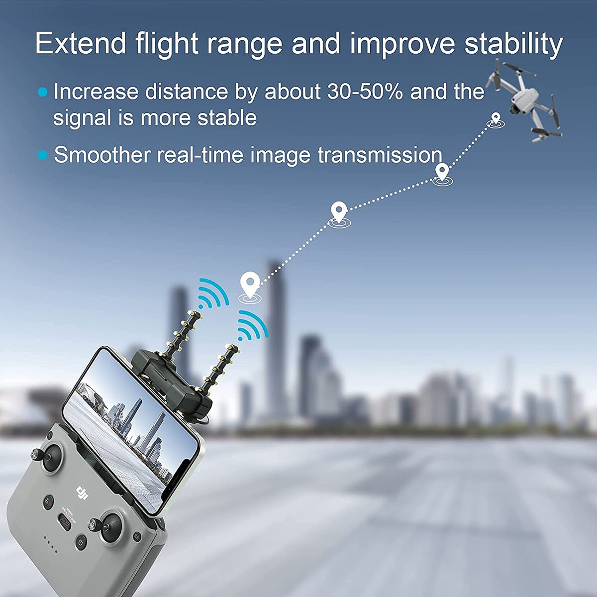 Parabolic Yagi Antenna Booster for DJI RC-N1/N2/N3 (Flip, Neo 2, Mini 3) (view 3)