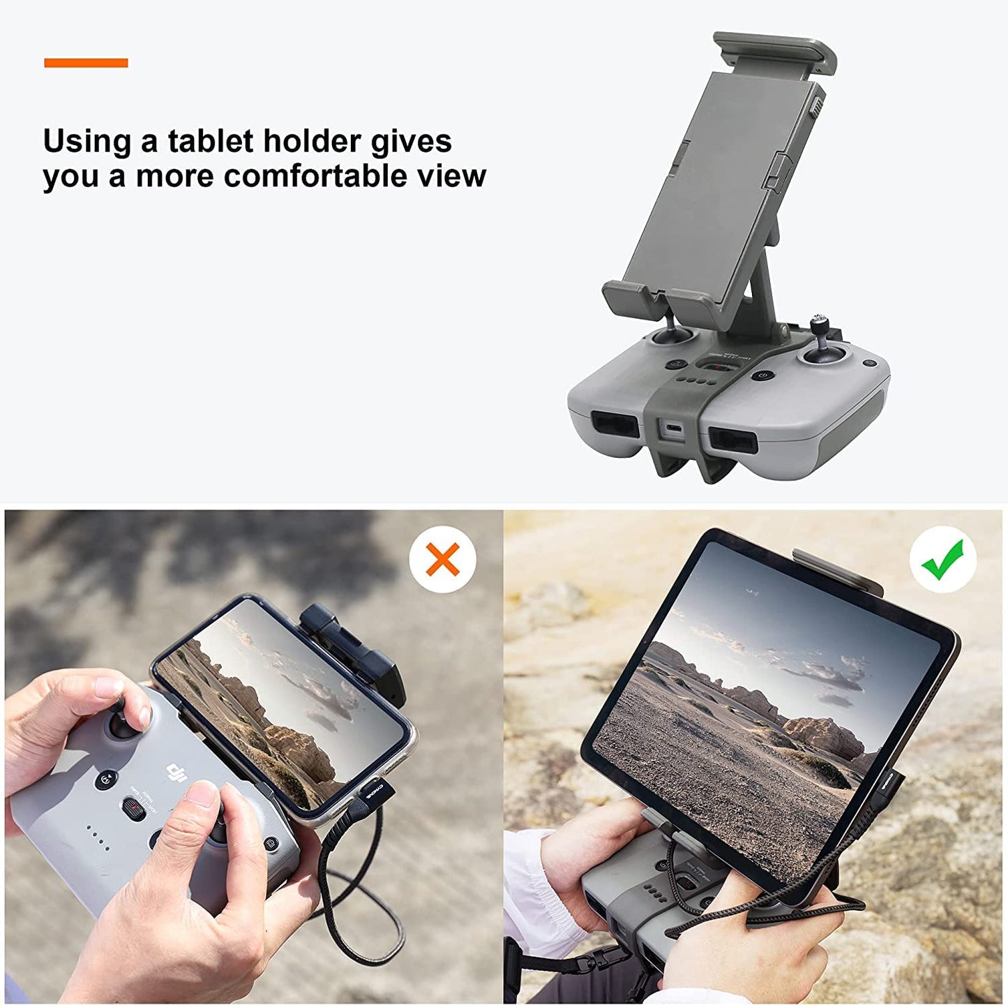 Tablet Holder for DJI Mavic 3/Mini 3 Pro/Mavic Air 2S, Mini 2 Tablet/ IPad Mount, Adjustable Mount holder For N1RC GetZget