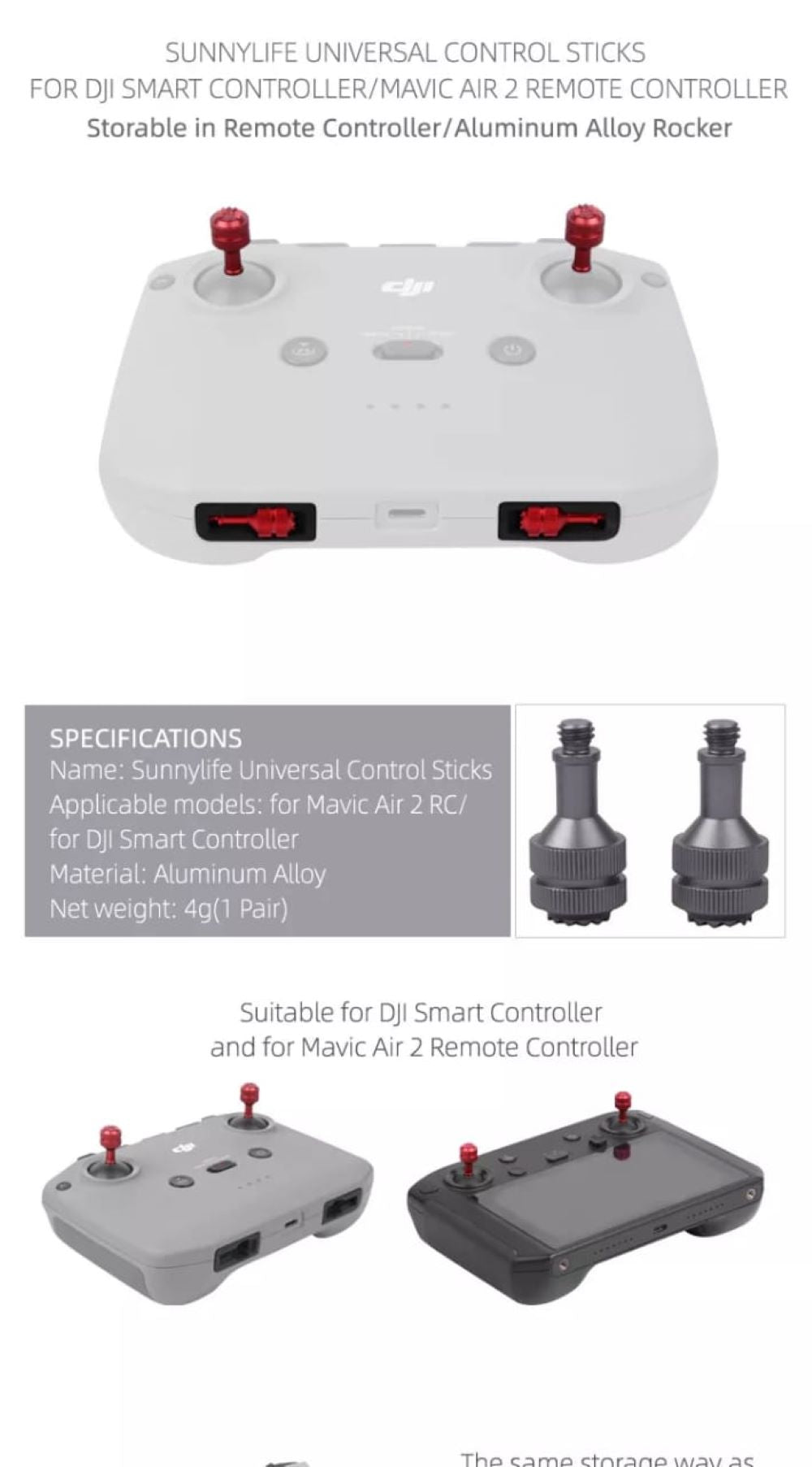 Thumb Rocker Joysticks for DJI RC-N1 (Flip, Neo, Mini 3, Air 2S, Mavic 3) (view 7)
