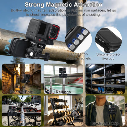 Magnetic Backpack Mount Clip, Universal 360° Swivel Action Camera Clip 