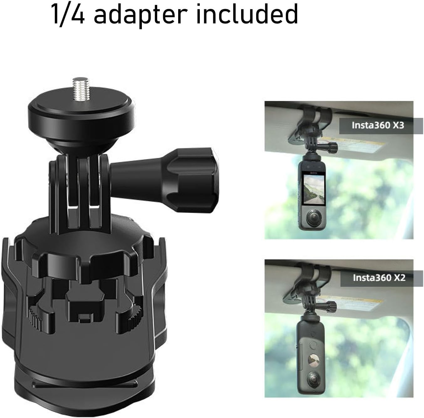 Video Sun Visor Mount Bracket Easy Install Stable 180 Degree Rotation for Action Camera
