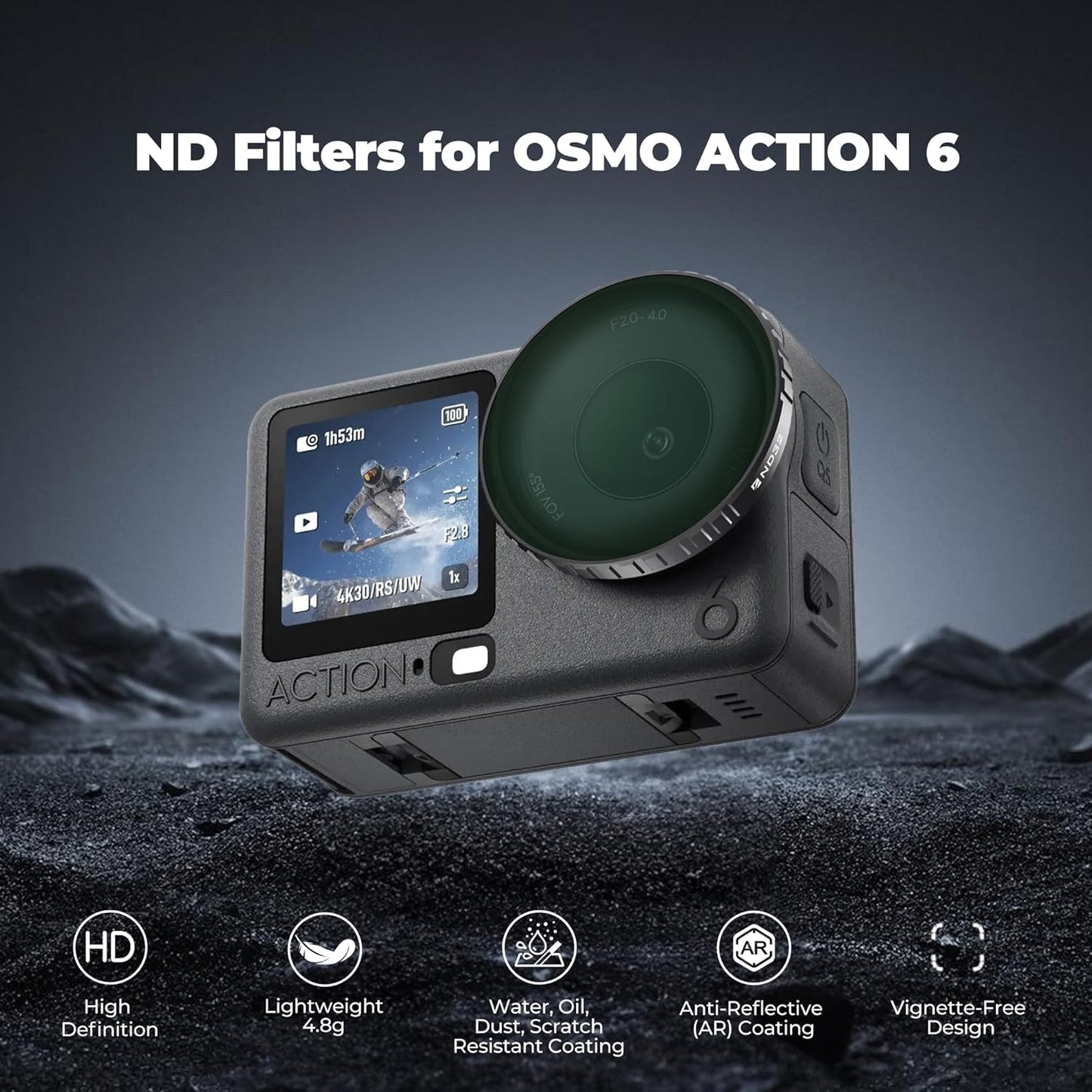 (ONLY ND-64) Freewell ND64 Standard Day Filter for DJI Osmo Action 6 – Essential for Daylight Filming