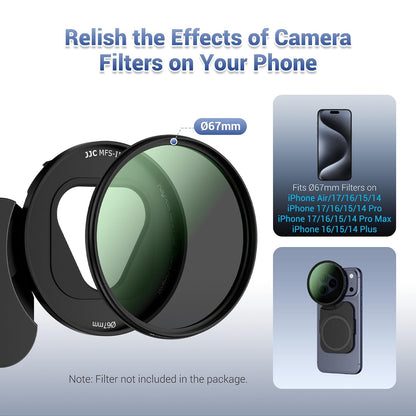 JJC 67mm Phone Lens Filter Adapter Magnetic Mount For iPhone 17/16/15/14 Pro/ Max/ Air