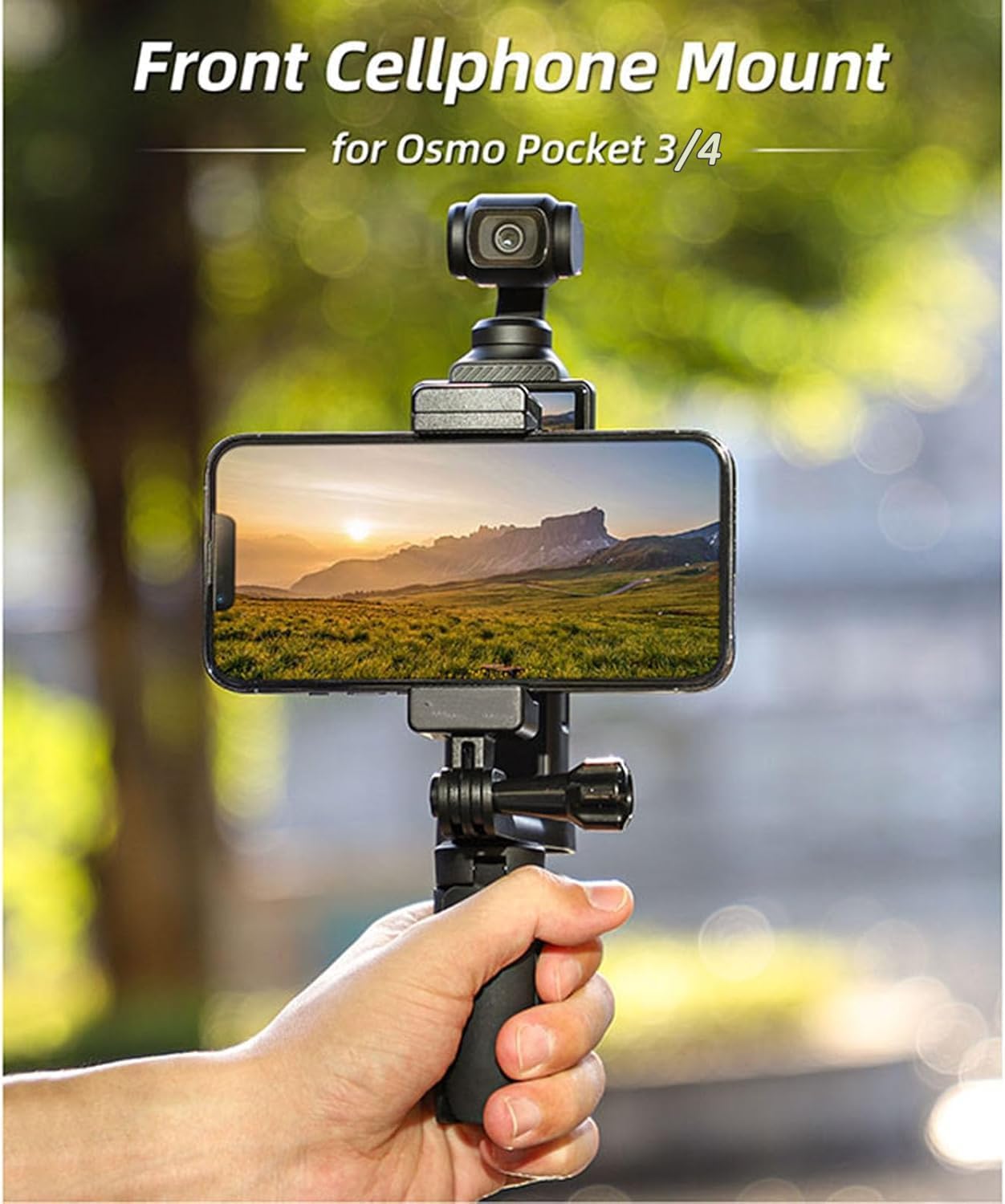 Expansion Phone Clip Holder for DJI Osmo Pocket 3/4, Front Smartphone Bracket with 1/4 Screw Adapter Compatible with Pocket 3 Camera, Black
