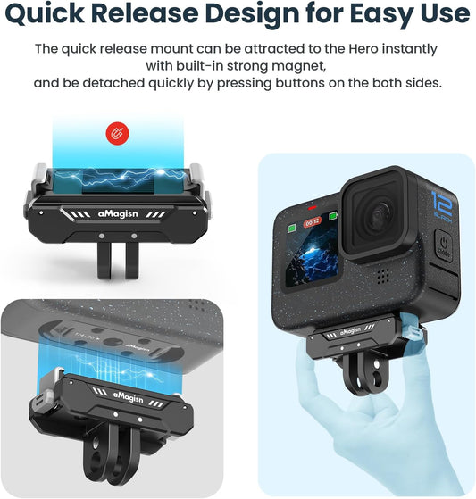 Magnetic Quick Release Mount for Go pro 12/11/10/9/8/11 Mini/Max