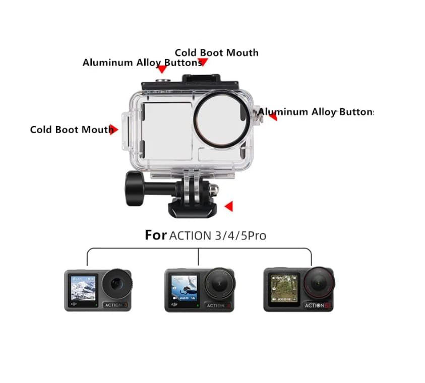 GetZget® Waterproof Case for DJI Osmo Action 5 pro, Action 3, 4 Camera Underwater Dive Protective Accessories