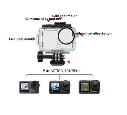 GetZget® Waterproof Case for DJI Osmo Action 5 pro, Action 3, 4 Camera Underwater Dive Protective Accessories