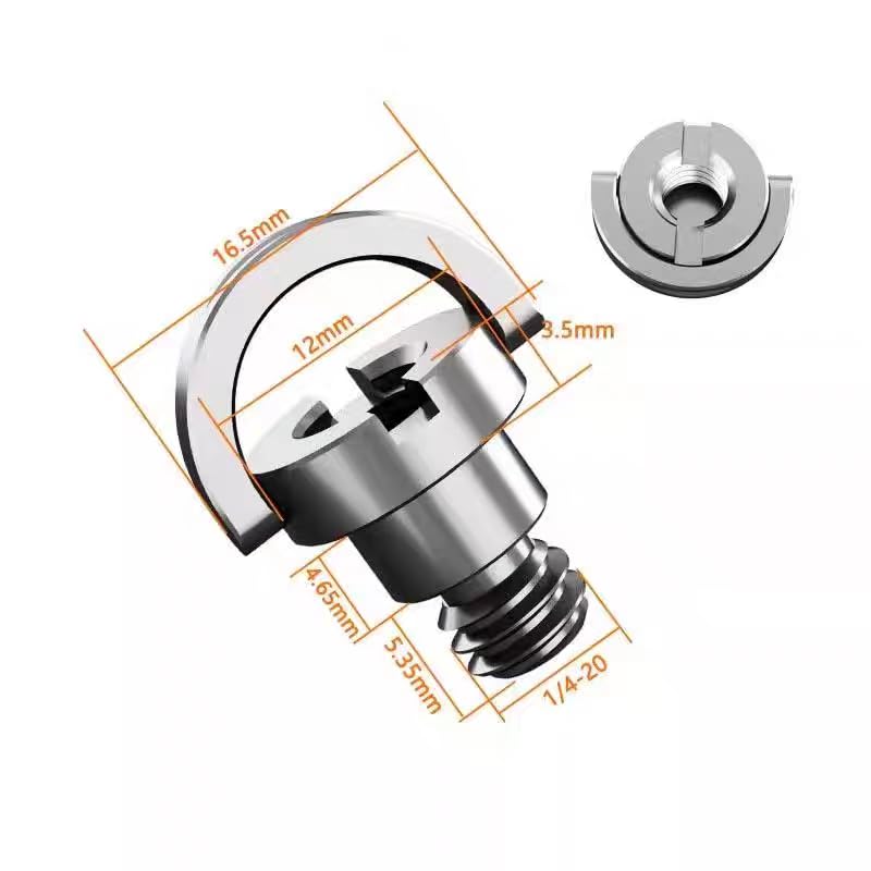1/4 D Ring Screw For DJI Rs 4 mini gimble, Pocket 3/2/ 1, Osmo 360, Insta 360 X5/ X4/ X3, DSLR and Action Supports 1/4'' Thread for Camera Strap holding mount Accessories. (2pcs)