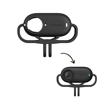 Horizontal Mount Cover for insta360 Go 3 Silicone Case Shockproof Designed Mount Frame 1/4 Thread Adapter Install on DJI Drone, Bike, Cycle, Helmet Camera Protection Accessories (Black)