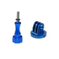 Aluminum Screw Tripod Mount Adapter+Screw nut For Gopro Hero, Sjcam Xiaomi, Yi, DJI Osmo Action Camera Accessories (Blue)