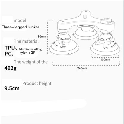Car Triple Suction Cup Holder For DJI Osmo 360, Action 3/4/5 PRO, Pocket 3, Insta360 X3,X4,X5,ACE 2 PRO, Gopro Series Camera Accessories