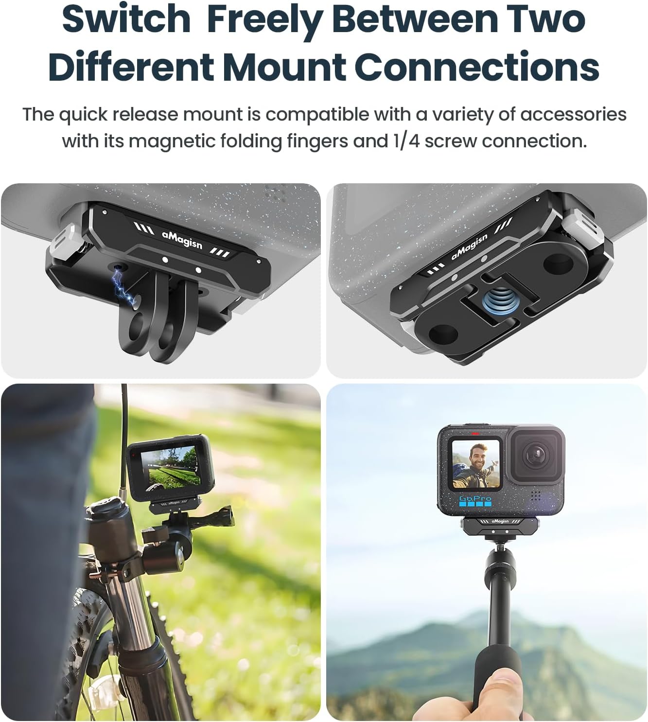 Magnetic Quick Release Mount for Go pro 12/11/10/9/8/11 Mini/Max