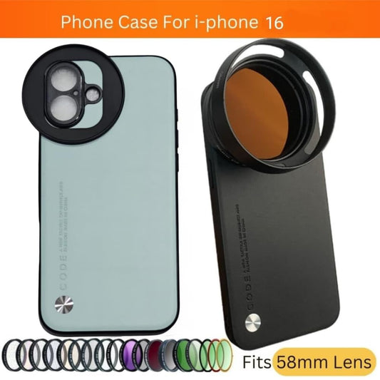Phone Case For iPhone 16 for 58mm Lens Nd Filter Attachable Aluminum Slot Mobile Cover