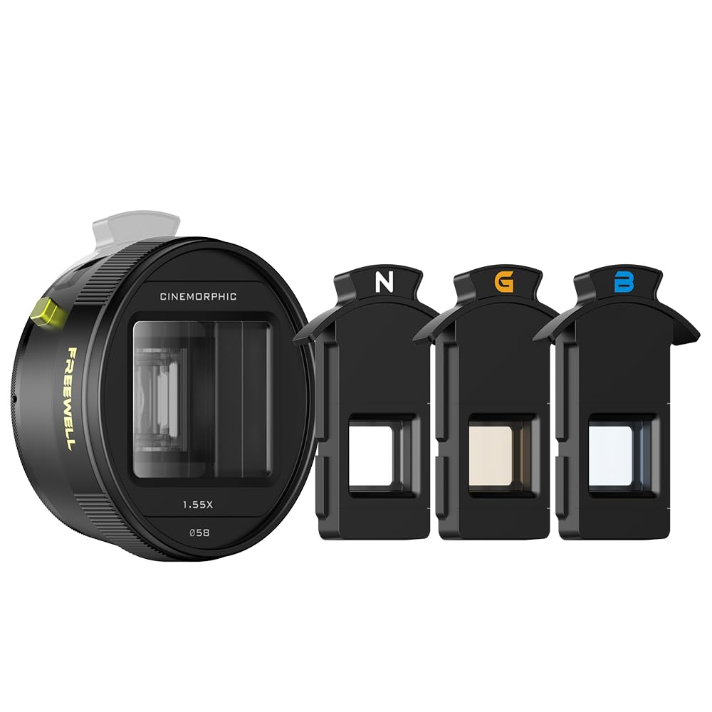 Freewell 1.55x Anamorphic Lens for iPhone & Samsung - 3-in-1 Streak (Neutral, Gold, Blue)