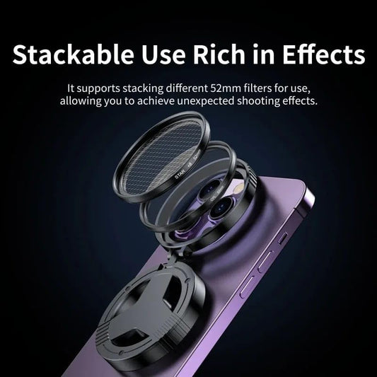 Magnetic 52mm Lens Filter Foldable Adapter with Rotatable ND2 to ND400 Filter