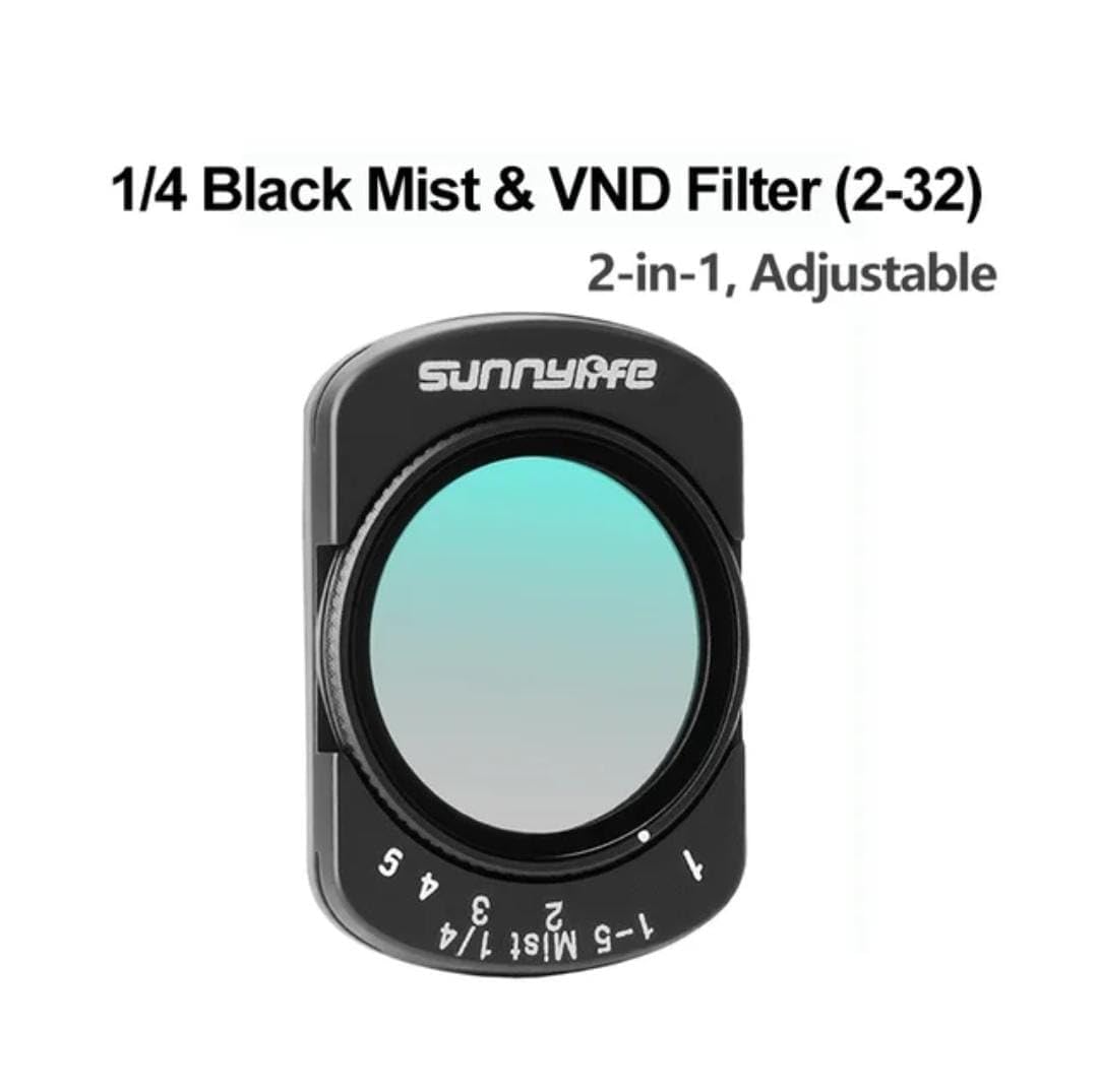 GetZget® 1/4 Black Mist & VND 2-32 Filter For DJI Osmo Pocket 4/3 2-in-1 Adjustable Variable ND Magnetic Camera Lens Filters for Vlogging & Video