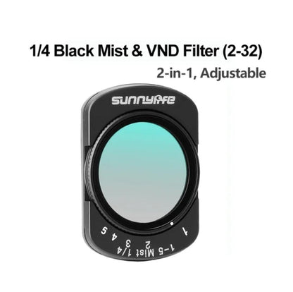 GetZget® 1/4 Black Mist & VND 2-32 Filter For DJI Osmo Pocket 4/3 2-in-1 Adjustable Variable ND Magnetic Camera Lens Filters for Vlogging & Video