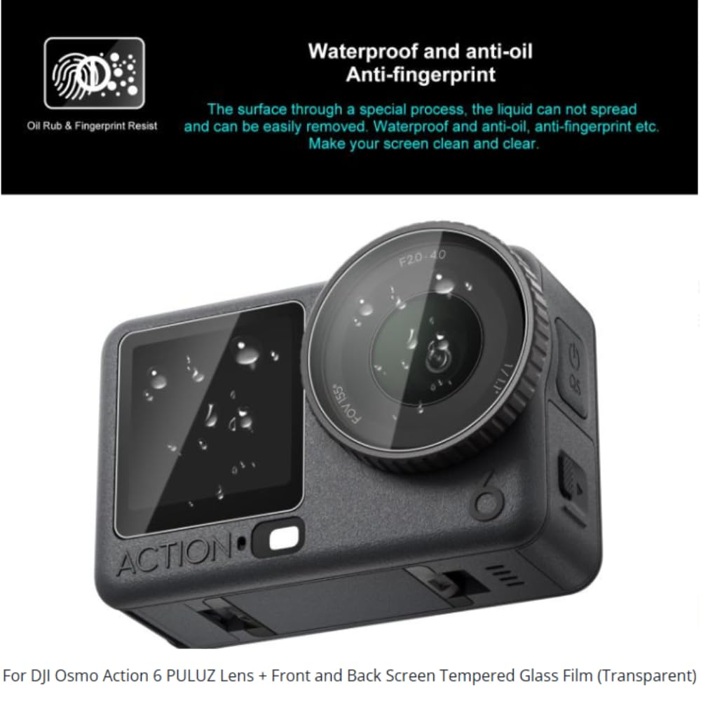GetZget Tempered Glass For Dji Action 6 Camera Screen scratch Protector Glass Accessories
