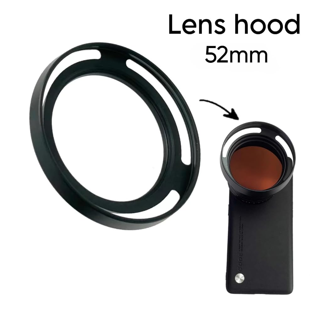 52mm Lens Hood For iPhone 13/14/ 15 & Plus Mobile Cover, DSLR Camera Lens Protector