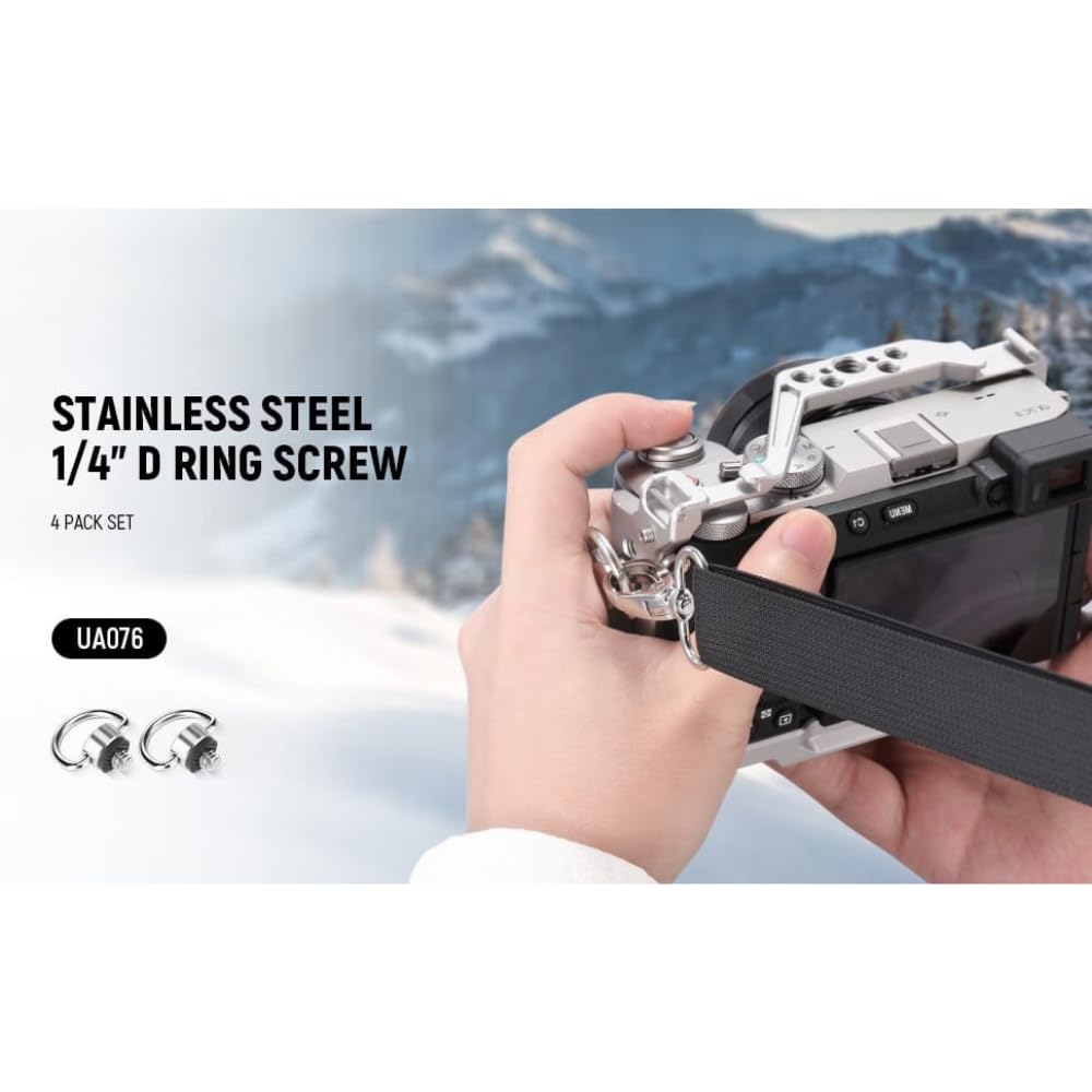 1/4 D Ring Screw For DJI Pocket 3/2/ 1, Osmo 360, Insta 360 X5/ X4/ X3, DSLR and Action Camera Supports 1/4'' Tread Mount for Camera Strap Accessories. (2 pcs)