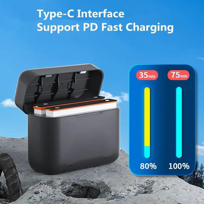 Getzget Charging Hub for Insta360 one X3 Portable 2 Channel Battery Fast Charger 
