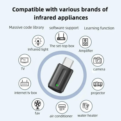 Mini IR Blaster 6th Genration For iPhone 15 pro/ 15 pro max/ 15 Plus Mobile Remote Control oprate Ac/Tv/Projector/Fan/Bulb/Set top Box (Type-C)