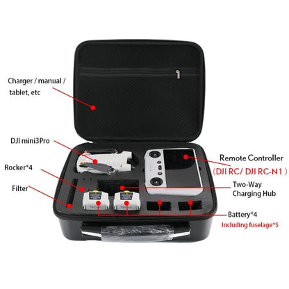 DJI Mini 3 /3 Pro & Accessories Protective Travel Bag (Hard Case with Shoulder Strap(Black))