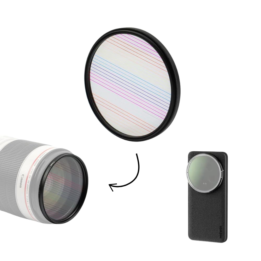 67mm Rainbow Streak Lens For Samsung Galaxy S23/24/25 Ultra, Vivo X100/200 Pro, Xiaomi 14 Ultra Mobile Cover, DSLR Camera