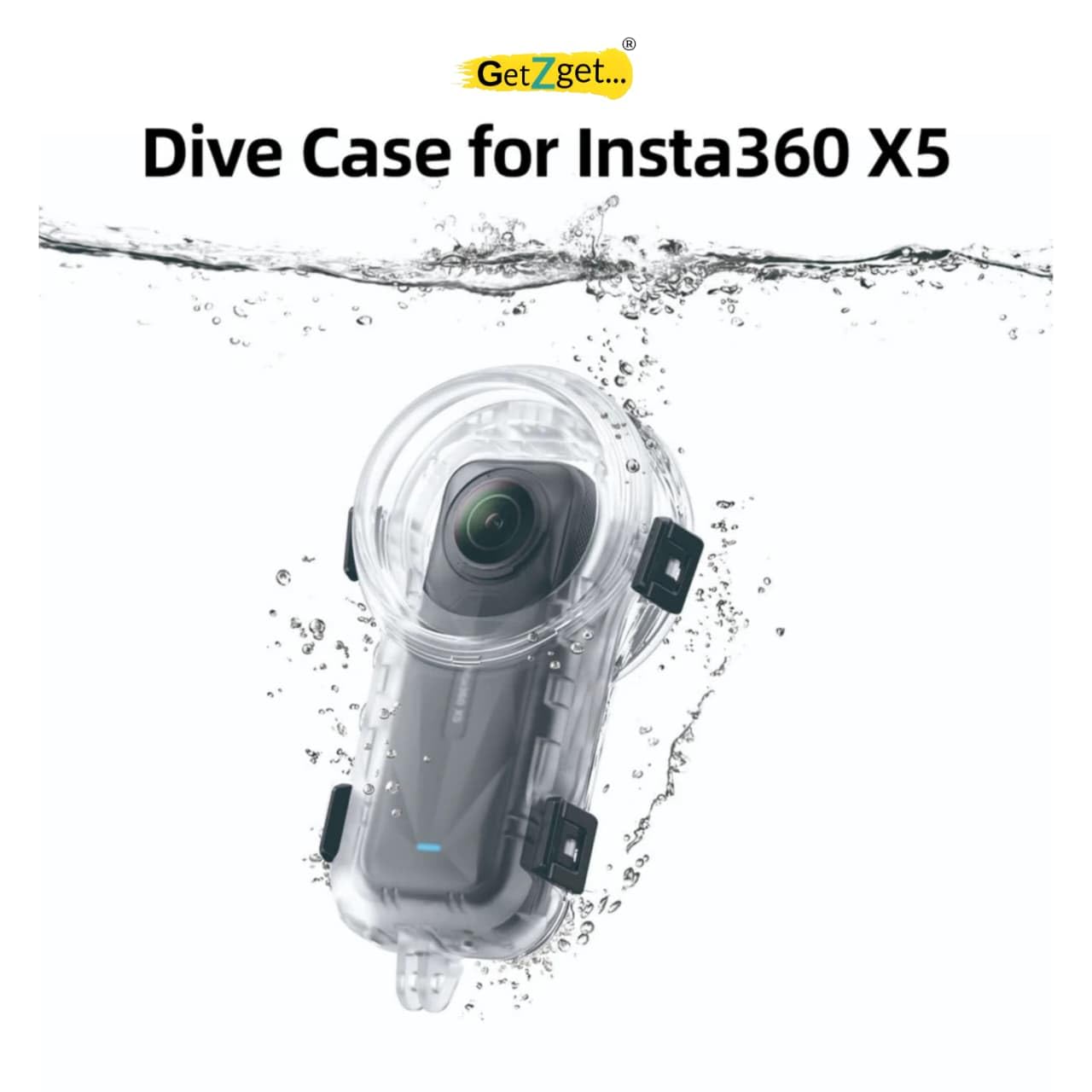 GetZget® Waterproof 60M Underwater Invisible Dive Case For Insta360 X5 – High-Performance Protective Housing for 360° Photography
