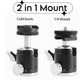  2 in 1 Ball Head Mount & Cold Shoe Mount for DSLR Camera, Tripod 1/4 screw 360 degree Panoramic Head