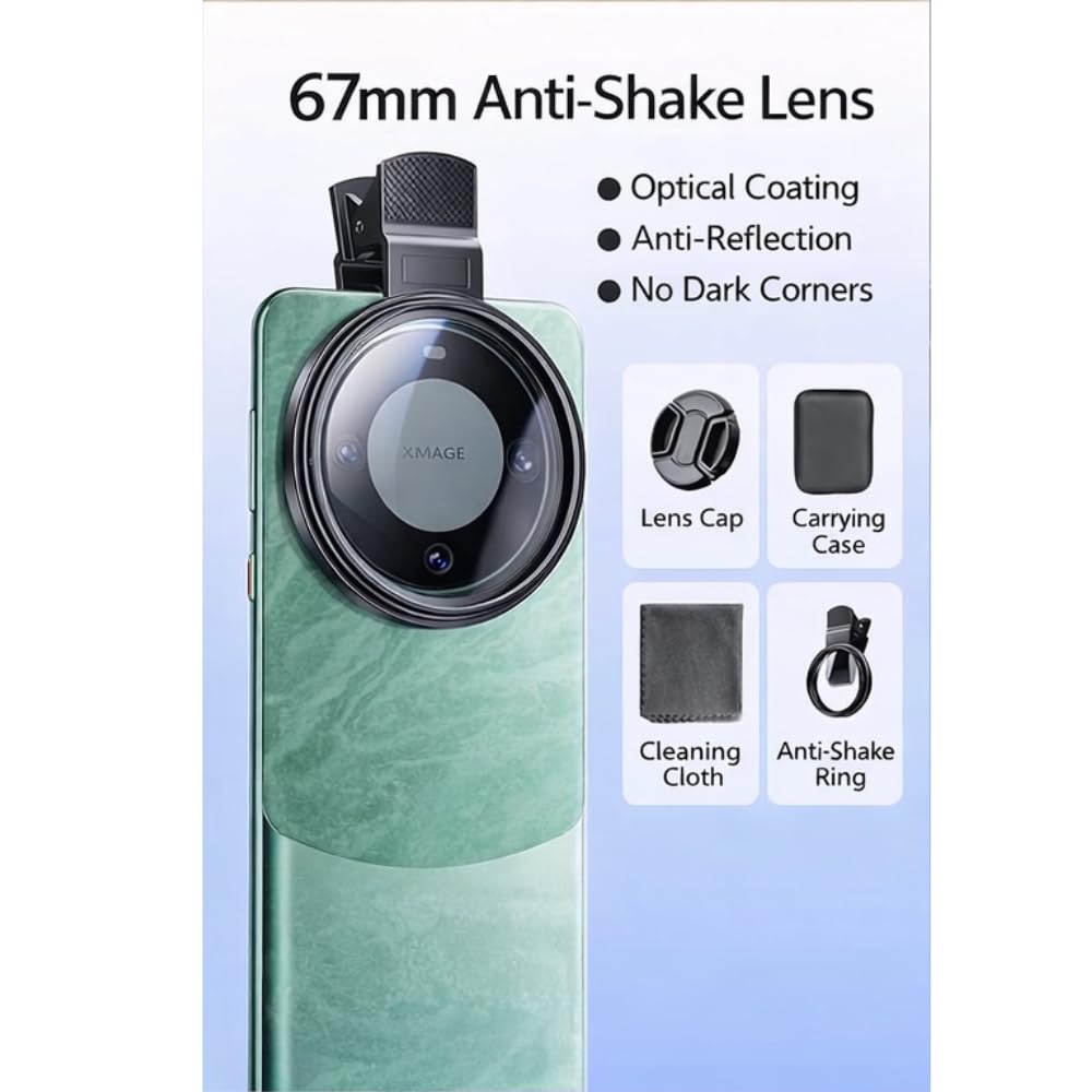 67mm Universal Lens Clip for  Iphone &amp; Android phone can Attach ND,UV,CPL Filters Adapter Ring 