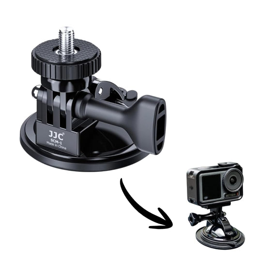 JJC Suction Cup Mount with 1/4"-20 Screw for DJI OSMO Nano Action 6/ 5 Pro 4 3 Action Camera, Strong Stable Suction Cup Base Compatible with Gopro 13 12 11 10, for Insta360 X5 X4 X3 OSMO 360 Car Mount