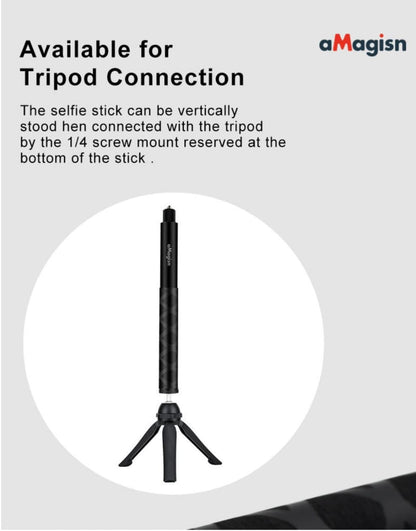 Amagisn Invisible Selfie Stick for Insta360 One X5/ X4/ X3/ X2, Gopro, SjCam, Phone Holder Action Camera Accessories
