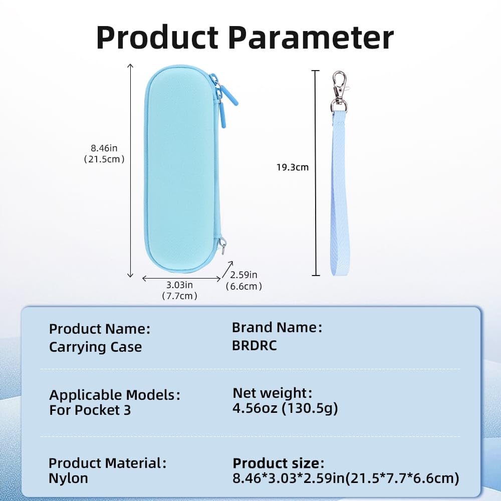 GetZget® Carrying Case Bag for DJI Osmo Pocket 3 Water Splash Proof Protective Storage Hand Luggage Bag Accessories (Sky Blue)