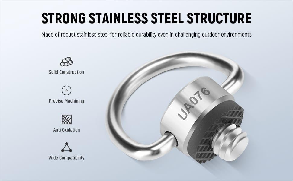 1/4 D Ring Screw For DJI Pocket 3/2/ 1, Osmo 360, Insta 360 X5/ X4/ X3, DSLR and Action Camera Supports 1/4'' Tread Mount for Camera Strap Accessories. (2 pcs)