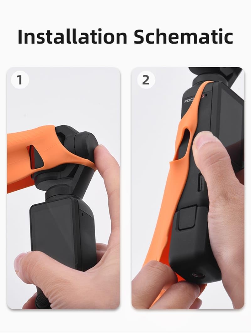 Silicone Cover for DJI Osmo Pocket 3 Camera Scratch Protector Cover 1 Pair Small & Medium case Accessories (Orange)