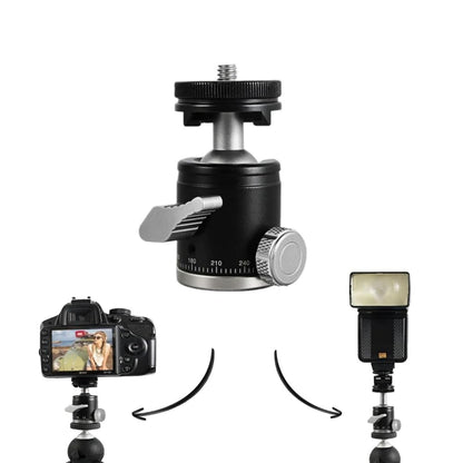  2 in 1 Ball Head Mount & Cold Shoe Mount for DSLR Camera, Tripod 1/4 screw 360 degree Panoramic Head