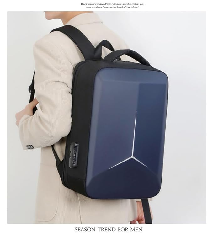 Laptop  Backpack for School/College/Office With USB & Type-C Charging Port & Number Lock (Blue)
