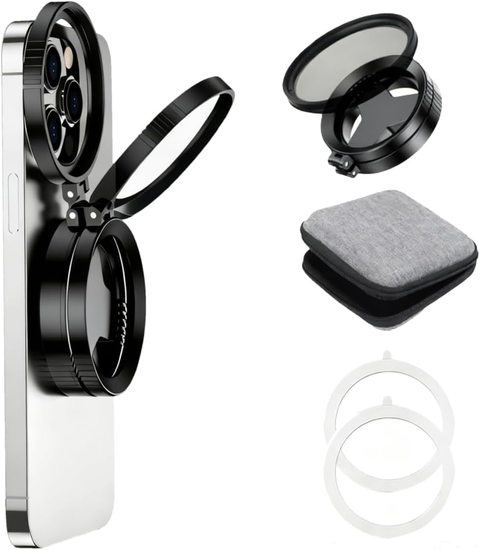 Magnetic 52mm Circular Polarized Lens Filter Foldable Adaptor For iPhone 17/16/15/14/13 and Android VIVO/REDMI/Samsung/Oppo/XIAOMI