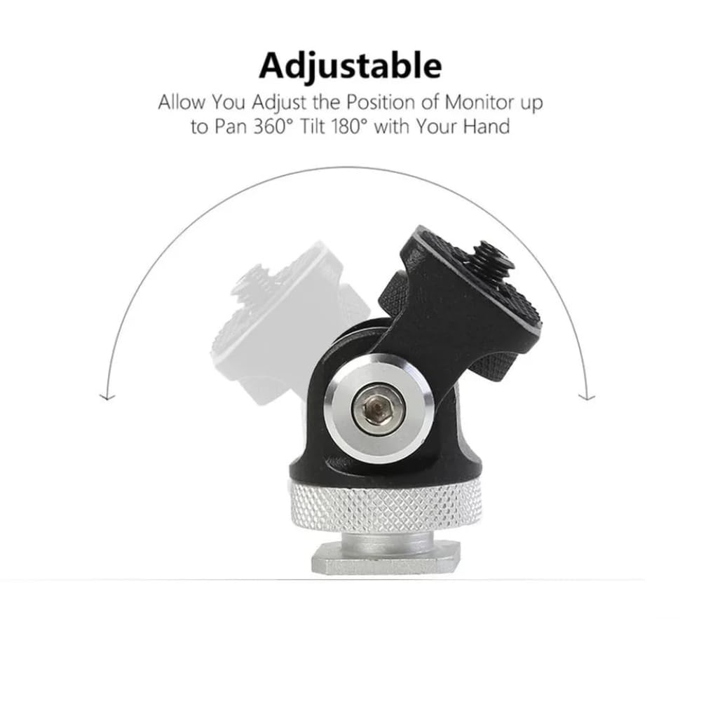 Adjustable Rotatable Mini 1/4 Screw Hot Shoe Mount for DSLR Camera, Tripod, Moniter, Mic, Flash LED Light Cold Shoe Adapter 