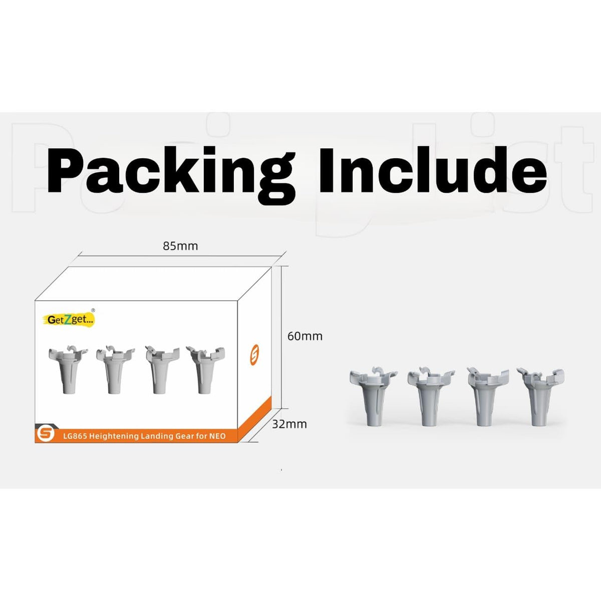 10mm Landing Gear Leg Extensions for DJI Neo (Grey) (view 2)