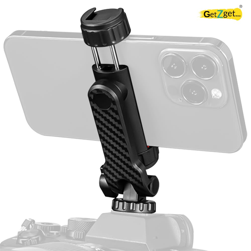Hot Shoe Phone Holder Mount 360 Degree Adjustable for DSLR Camera, Tripod, Monopd, Ring Light, Selfie Stick Accessories