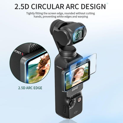 Tempered Glass For Dji Osmo Pocket 3 Camera Screen and Lens Protector 9H hardness 2.5D Arc Edge HD Scratch Guard 
