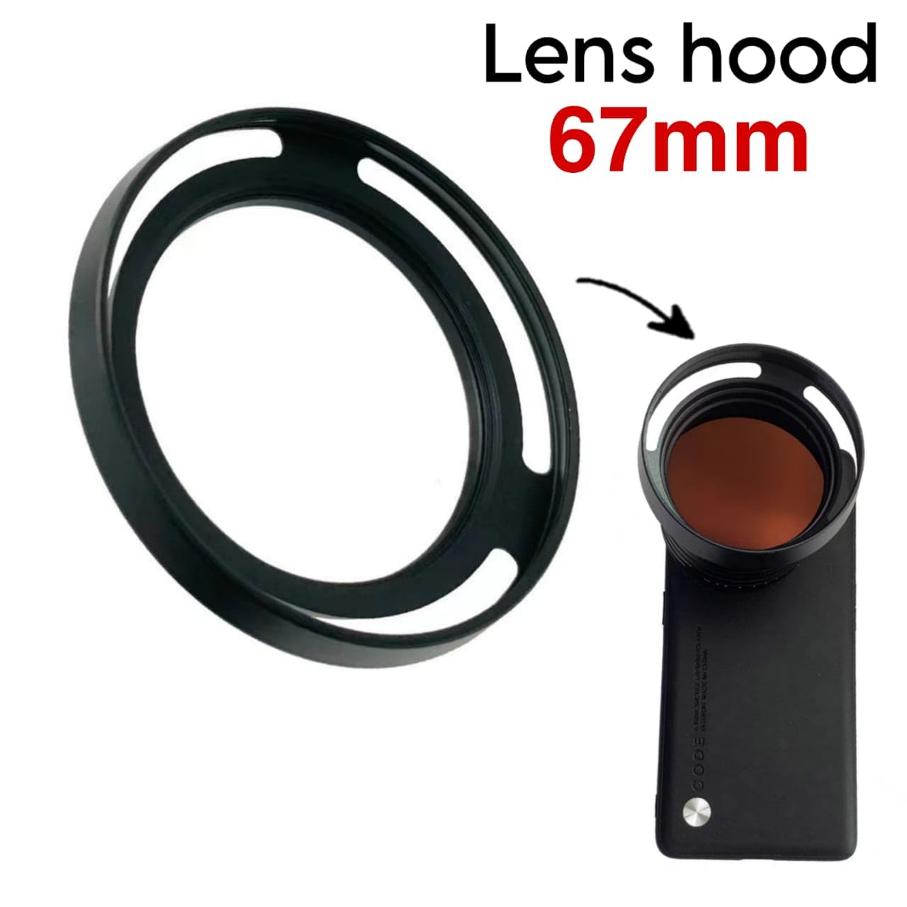 67mm Lens Hood Compatible with Samsung Galaxy Ultra S22, S23, S24 Mobile Cover, DSLR Camera Lens Protector Accessories